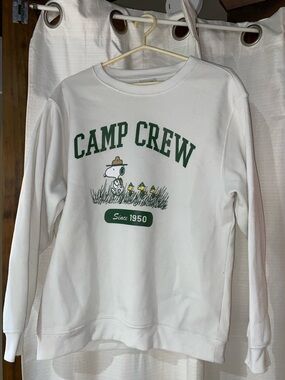 Camp Crew White Graphic Sweatshirt - Snoopy Design